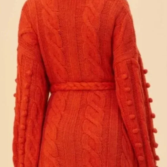 Oversize Farm Rio Orange Braided Knit Cardigan - Picture 3 of 6